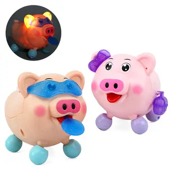 

Cute Electric LED Music Dancing Pig Animal Robot with Leash Interactive Toy For Kids Children TOddle Birthday Gifts