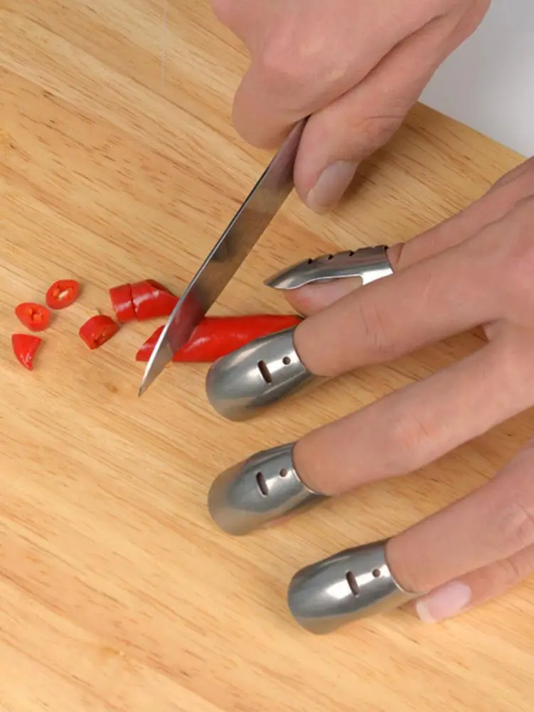 4pcs Stainless Steel Finger Guard Protect Cutting Vegetables Protector Knife Cut Finger Protection Hand Guard Kitchen Gadgets