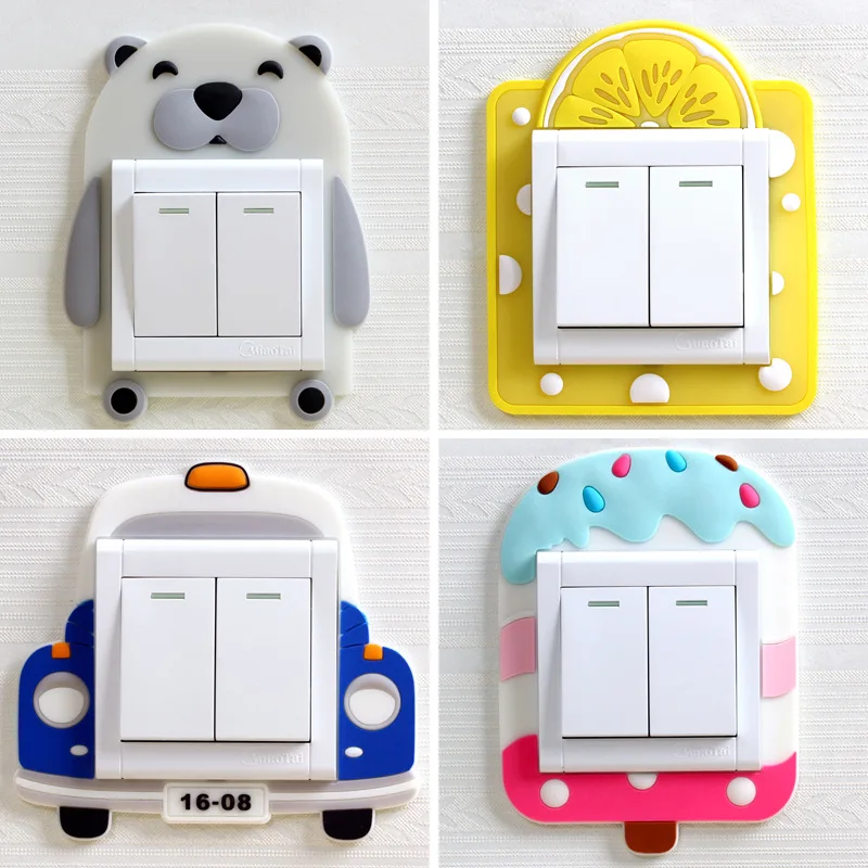 

1PC Cartoon Washable Luminous Light Switch Socket Paste Free Protective Cover Living Room Decorative Stickers