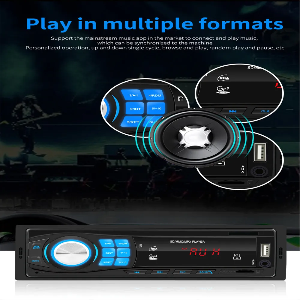 Bluetooth Autoradio 12V Car Stereo Radio FM Aux-IN Input Receiver SD USB In-dash 1 Din Car Radio MP3 Multimedia Player