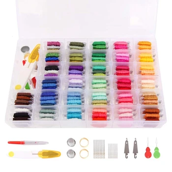 

Embroidery Floss 100 Colors String Includes Metallic Thread,Embroidery Threads with Organizer Storage Box - Cross Stitch Kits an