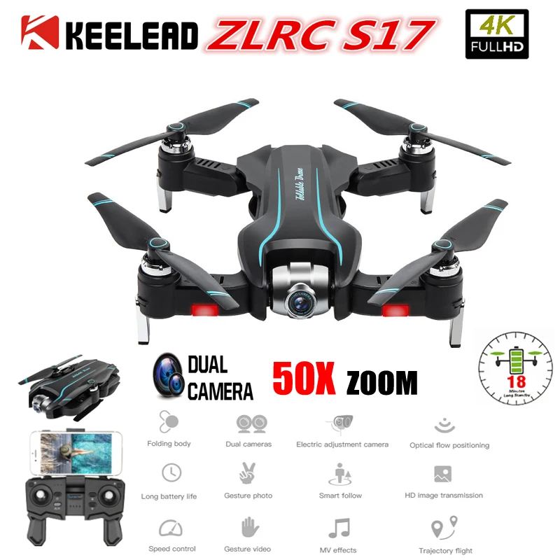 ^Cheap KEELEAD S17 RC Drone 4K WIFI FPV 50X Zoom Camera Drone RC Quadcopter professional Brush Motor Optical Flow Foldable dron VS E520 ^Cheap KEELEAD S17 RC Drone 4K WIFI FPV 50X Zoom Camera Drone RC Quadcopter professional Brush Motor Optical Flow Foldable dron VS E520