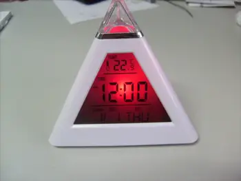 

Triangle white seven-color alarm clock LED discolored alarm clock creative fashion lazy alarm clock decompression alarm clock