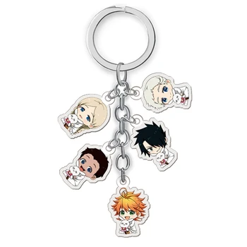 

Anime The Promised Neverland Key Chain Yakusoku no Neverland Norman Ray Emma Cosplay Stand Figure Acrylic Keychain Charm Keyring