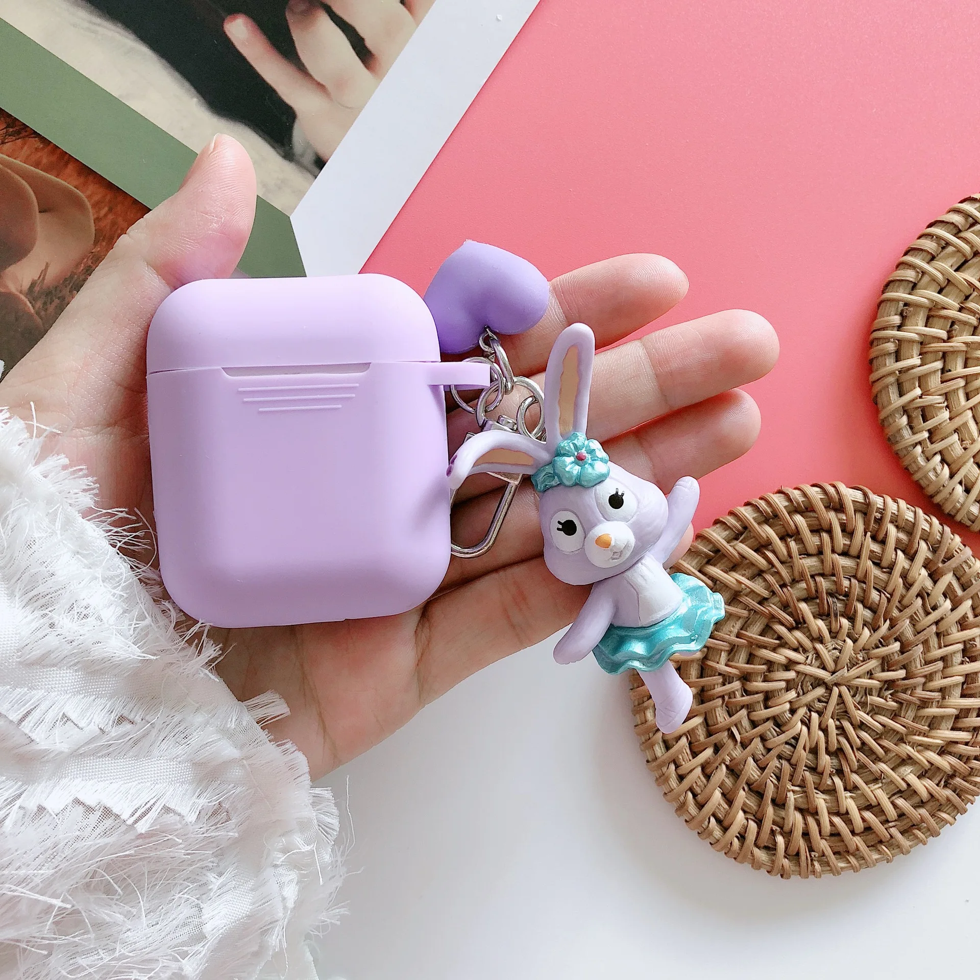 Purple Японская Милая мультяшная гарнитура чехол для AirPods Cinnamoroll Melody Kuromi Buzz Toy беспроводной Bluetooth наушники чехол s с подвеской - Цвет: Purple
