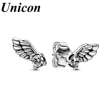 

Unicon Vintage 925 Sterling Silver Earring Sparkling Angel Wing Stud Earrings For Women Wedding Party Gift Dropshipping