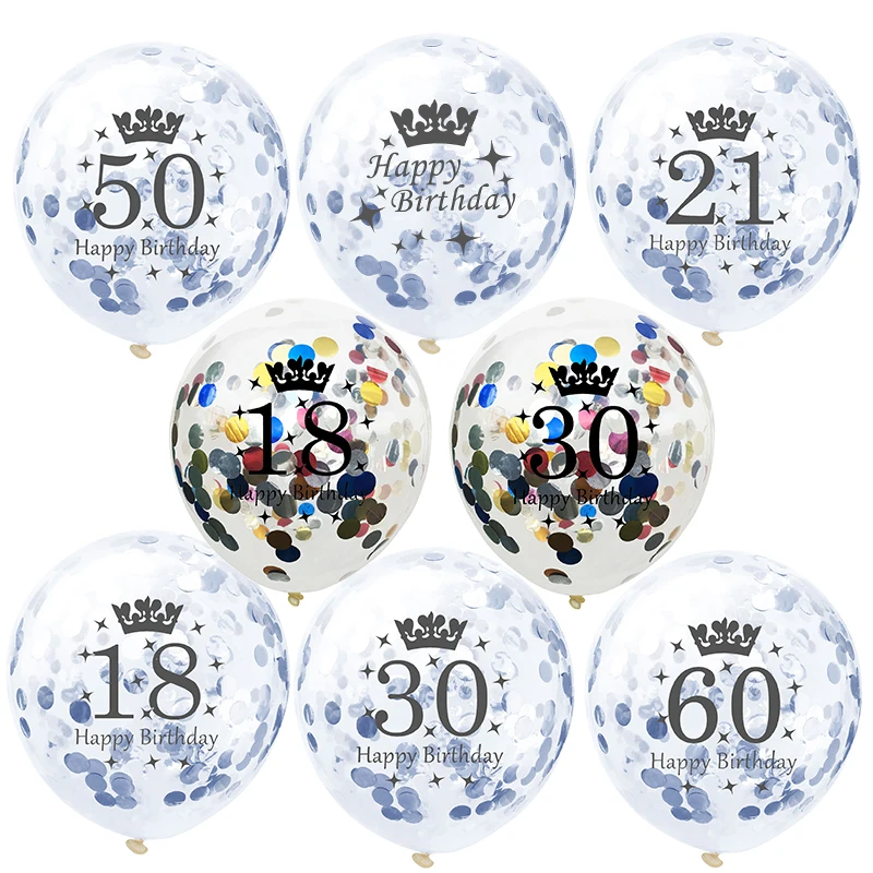 5 шт. надувные воздушные шары конфетти 12 дюймов латексные прозрачные воздушные шары на день рождения 18 30 40 50 юбилей Свадебные украшения вечерние сувениры