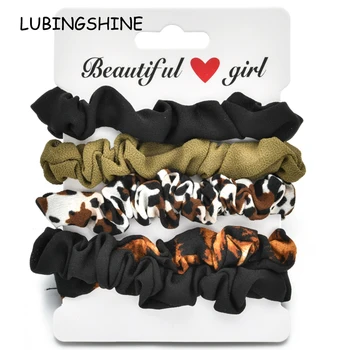 

5pcs/Set Women Silk Fabric Leopard Elastic Hair Bands Headband Scrunchie Rubber Band Ponytail Holder Hair Tie Accessories