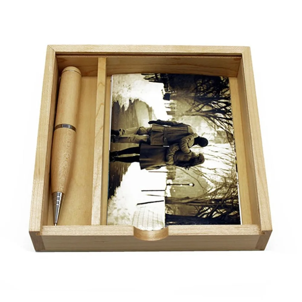 180*180*50mm Fashion Maple/Walnut Wood Photo Unique Album Box Creative Collection Box DIY Wedding Memory Dropship