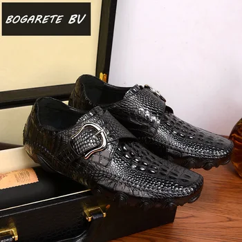 

Factory Direct sales summer new men's casual shoes crocodile pattern genuine leather Spring Autumn Beginner Rubber free shipping