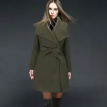 

Overcoat 2021 Autumn Winter New Solid Color Fashion Casual Womens Woolen Coat Thicken Warm Lapel Long Sleeve Women