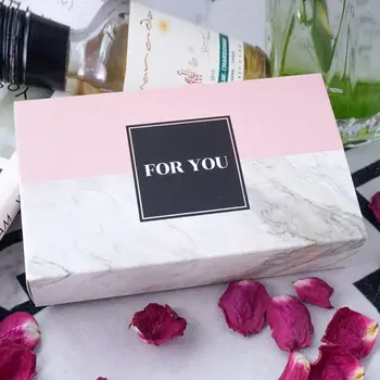 

Creative Marbled Gift Box Cookies Tote Bags Wedding Chocolate Cake Packing Paper Boxes Party Supplies Pink Larger