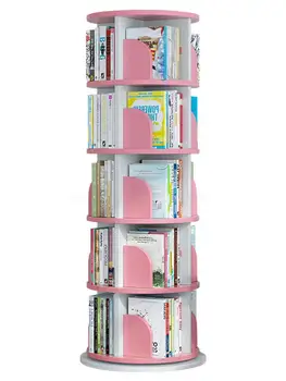 

Rotary Bookshelf Shelf 360 Degree Children's Picture Shelf Simple Household Saving Space Landing Student Creative Bookcase