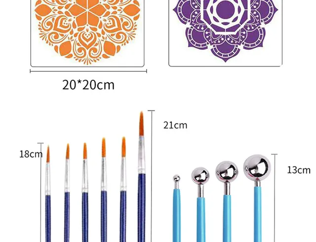 20pcs/set Mandala Dotting Tools for Painting Rock Dot Kit Stone Pen Dot Kit  Polka Dot Art Tool Stencil Template Brush Tray Kit - AliExpress