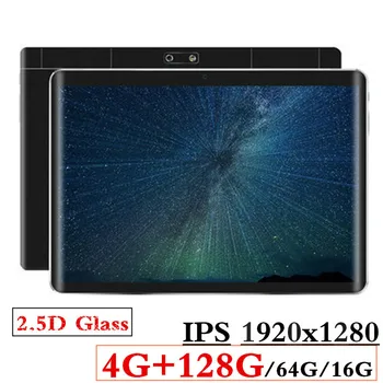 شراء2.5D زجاج 4G + 128G/64G/16G 10.1 Inch 3G/4G LTE الكمبيوتر اللوحي Android8.0 ثماني النواة أقراص الكمبيوتر حل السلطة 8MP 5000mAh