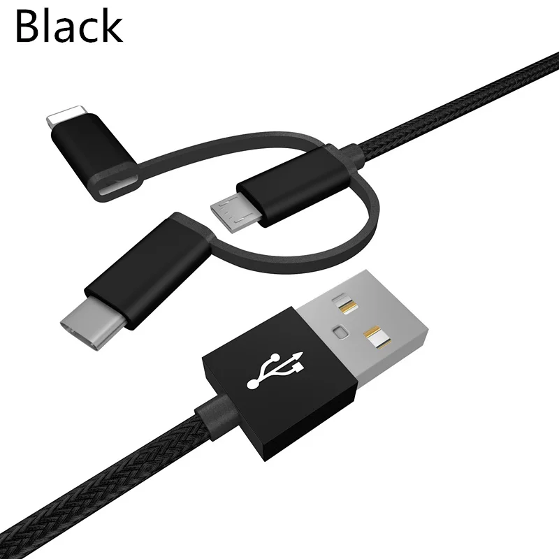 1 м 3 в 1 кабель USB для быстрой зарядки 2.4A для iPhone X XR XSMAX зарядное устройство type C Micro USB 1,2 м кабель для мобильного телефона Android