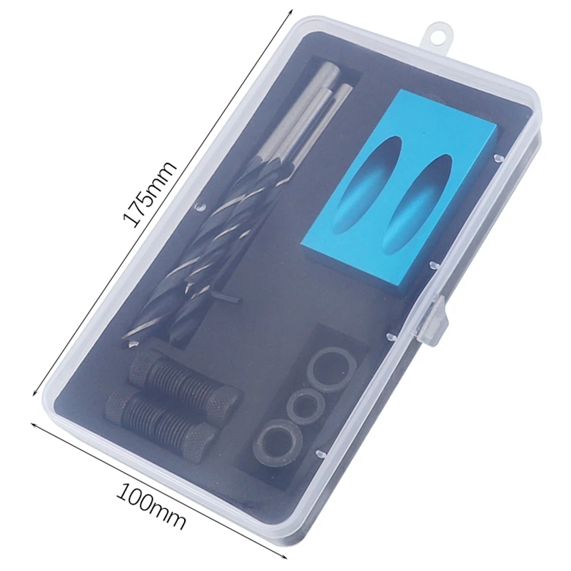 Pocket Hole Jig with Magnet Drill Guide Woodworking Hole Drill 6 8 10Mm with Box Tool for Carpentry