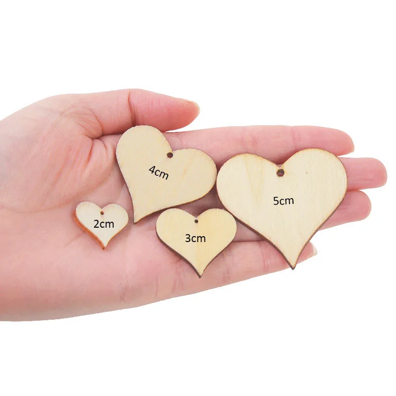 Wooden Love Heart Hanging Ornaments Natural Unfinished Wood Slices Rustic Wedding Party Decorations Home DIY Craft Scrapbooking