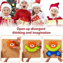 Rompecabezas de madera 3D de 4/6/8 piezas para niños, puzle educativo de animales de dibujos animados, juego de inteligencia cognitiva para aprendizaje temprano, Juguetes