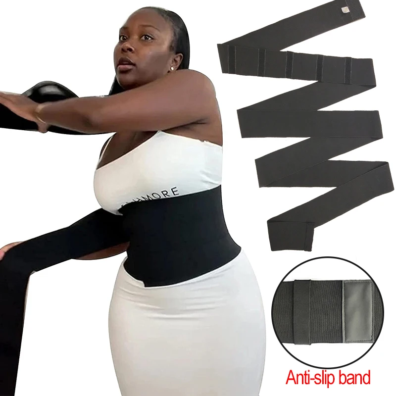 Premium Snatch Me Up Hot Bandage Wrap Compressive Sheath Tummy Control Body Shaper Slimming Belt Free Size Sweat Sauna Shapewear full body shaper