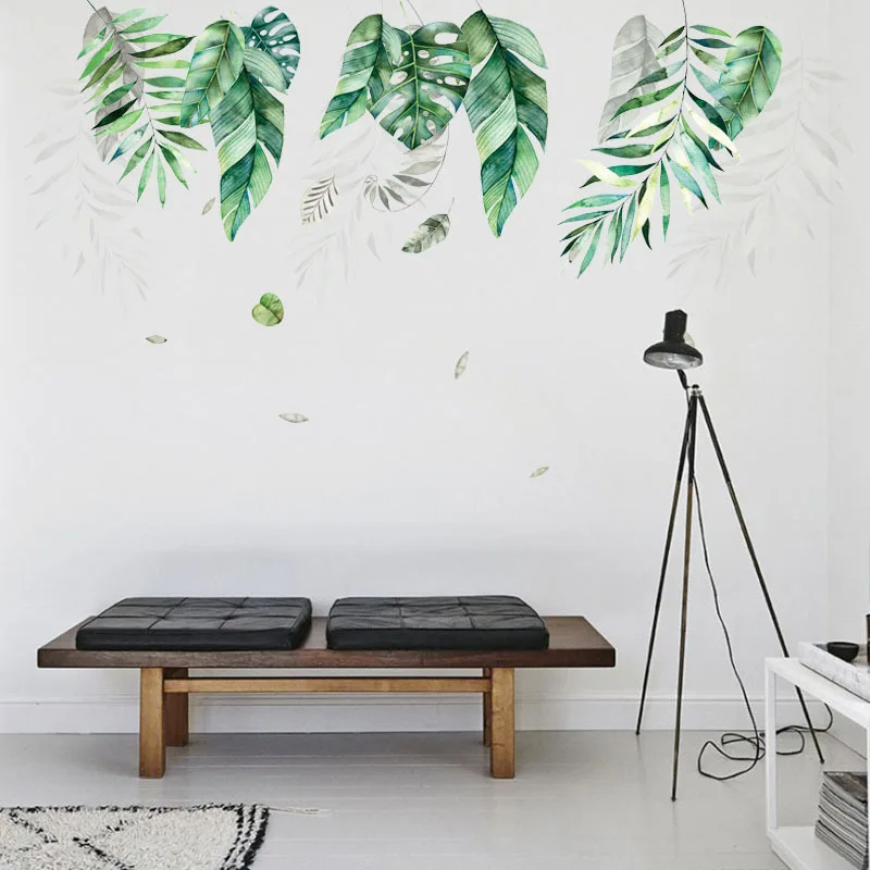 Тропическая растительность крупнолистовой стены стикеры Обои Гостиная диван задний план украшение для стен Украшение дома художественные съемные наклейки