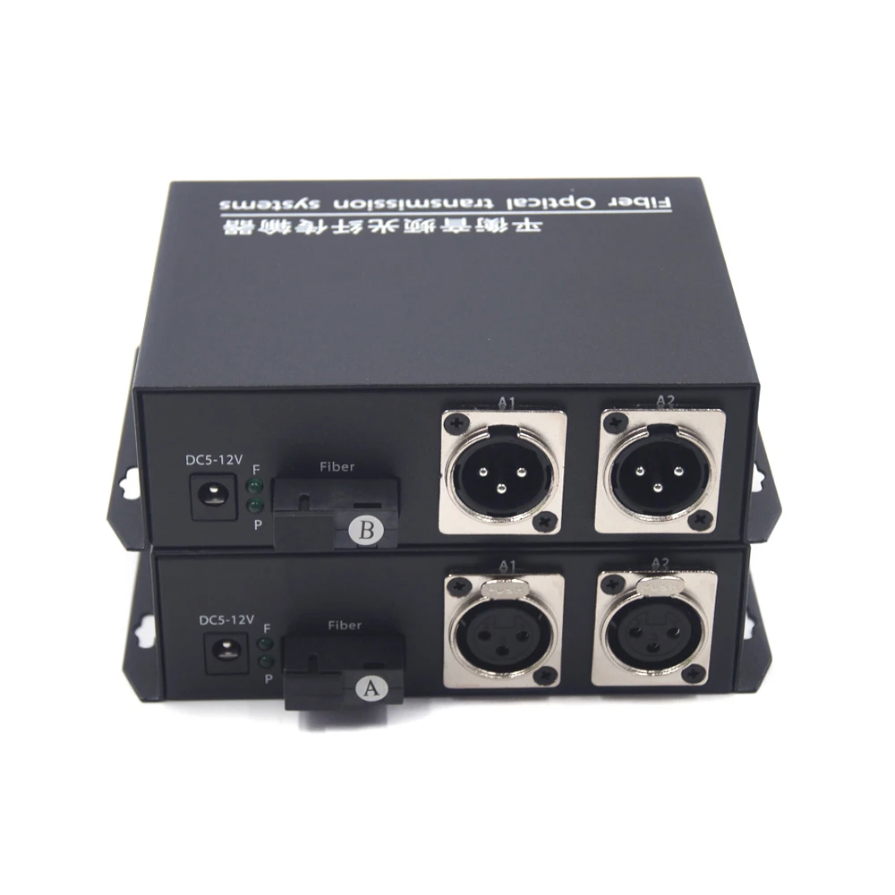 2 Channels Balanced Audio Fiber Optic Media Converter Extenders, Xlr ...