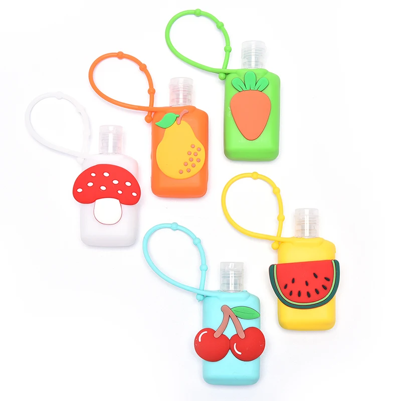 

1pc 30ML Fruit Square Bottle Silicone Mini Cute Funny Animal Silicone Hand Sanitizer Pocketable Holder With Empty Bottle