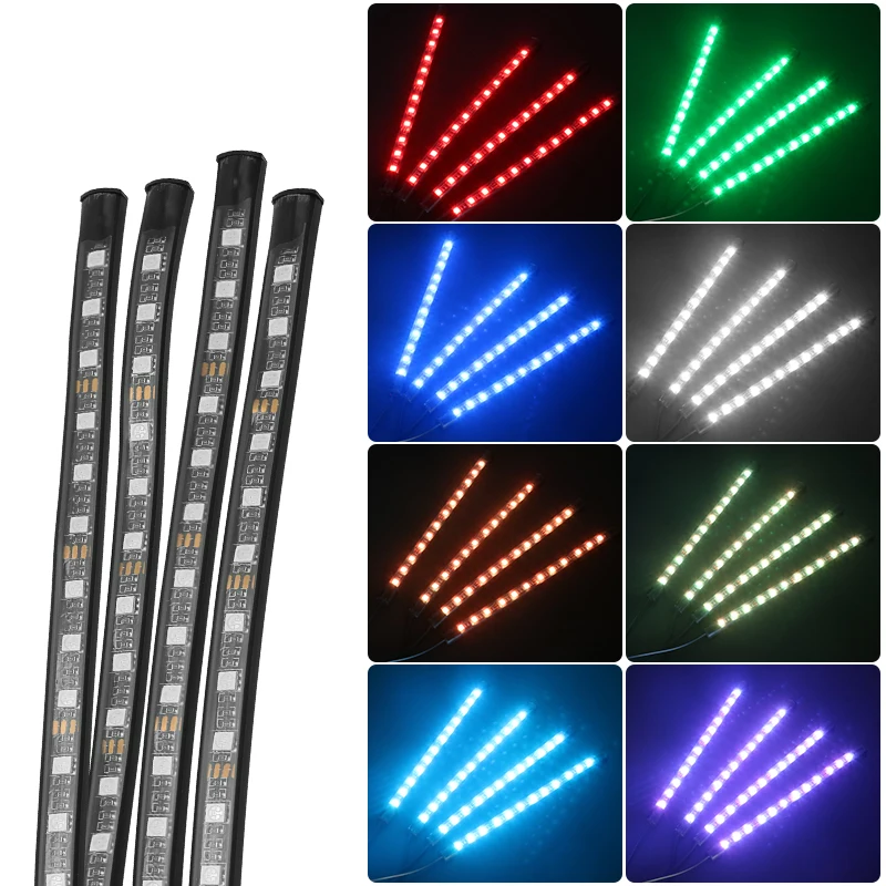 Для Audi Q3 Q5 Q7 A1 A3 A4 A6 B6 B8 B7 B5 C5 C6 C7 RGB Светодиодные ленты света 8 цветов декоративная Атмосфера лампы автомобиля внутренний свет