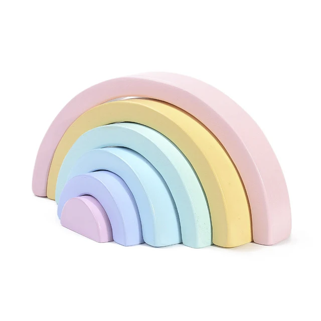 Baby Toy Wooden Toy Montessori Rainbow Building Blocks DIY Creative Stacking Balance Game Educational Toy For Children Kids Gift 1