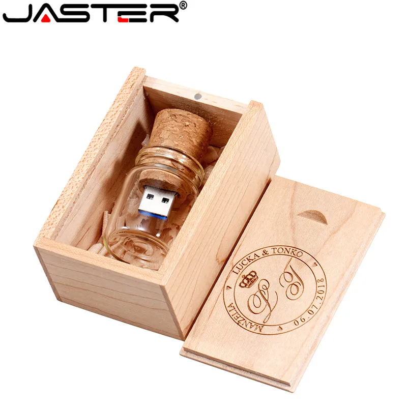 Флэш накопитель JASTER USB со стеклянным дрифтом и пробковым логотипом на заказ 4 ГБ 8