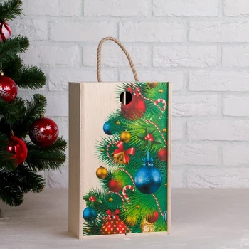 

Carrying for 2 bottles "new year" with a rope handle, 33,3x18,6x10,8 cm 4406465