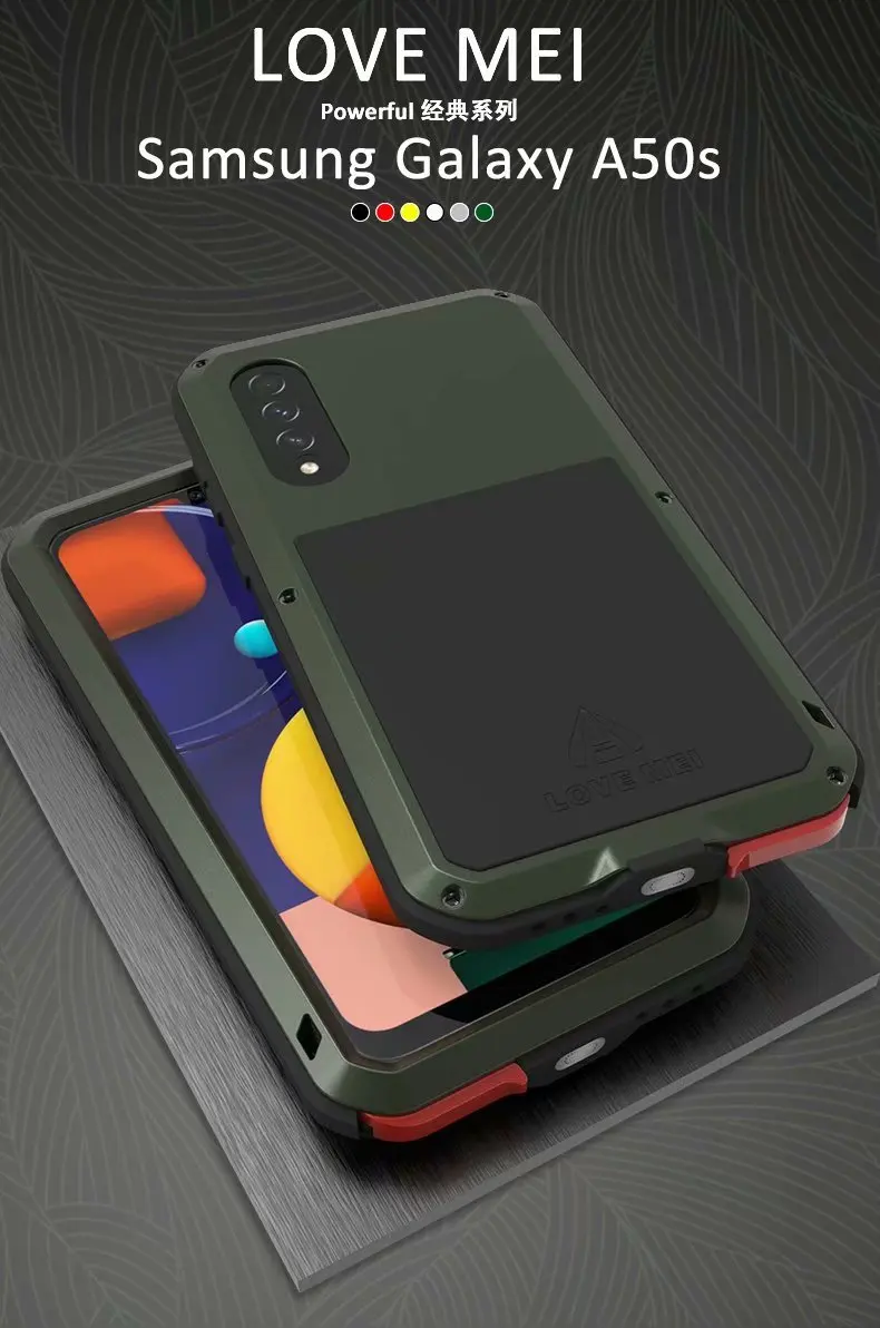 LOVE MEI металлический водонепроницаемый чехол для samsung Galaxy A50S A50 противоударный чехол для A50 A50S Чехол+ пленка Gorilla glass