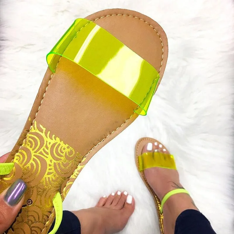 

2019 Women Fashion Slipopers Summer Women Sandals Slip-On Jelly Shoes Cut Out Ladies Flat Sandals Outdoor Holiday Slides BK002