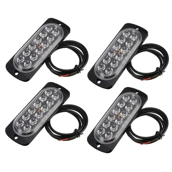 

Universal 4pcs Dual Color 12LED Car Emergency Beacon Warning Hazard Flash Strobe Light Bar 6 Mode For Truck SUV Off Road