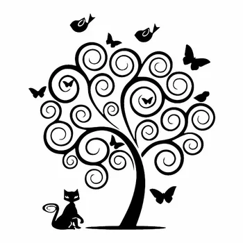 

Car Stickers Huge Butterfly and Bird Tree PVC Car Decoration Accessories Decals Creative Waterproof Black/white,17cm*15cm