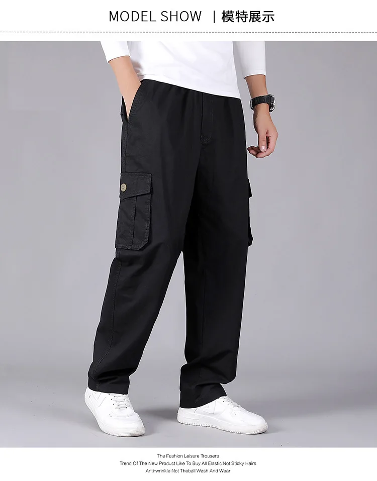 skinny cargo pants Casual Pants Men's Trousers Elastic Waist Cotton Men's Fashion Trousers Dad Pants Loose Straight Cargo Pants Khaki Black Gray cargo sweatpants