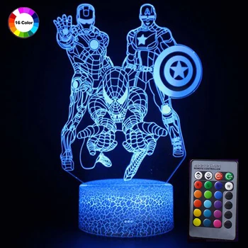 

16 Colors 3D LED Lamp Illusion Night Light Remote Control Avengers Captain America Hulk 3D LED Night Table Lamp Home Decor