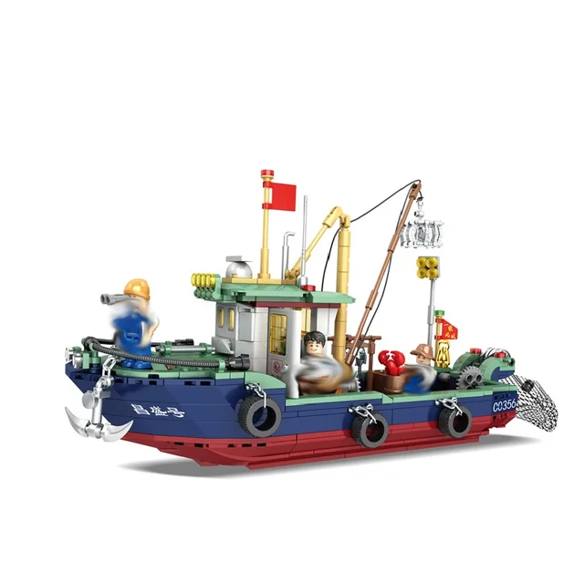 Woma Fishing Expert Building Blocks Fishing boat bricks Christmas gift NEW Arrived for boys with three dolls ages 6+ 4