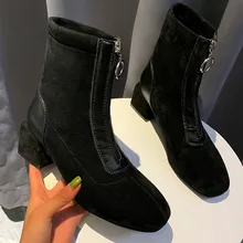 CHAMSGEND; женские ботильоны; Замшевые женские ботинки с прострочкой размера плюс; теплые ботинки; зимние Универсальные однотонные ботинки; зимние ботинки