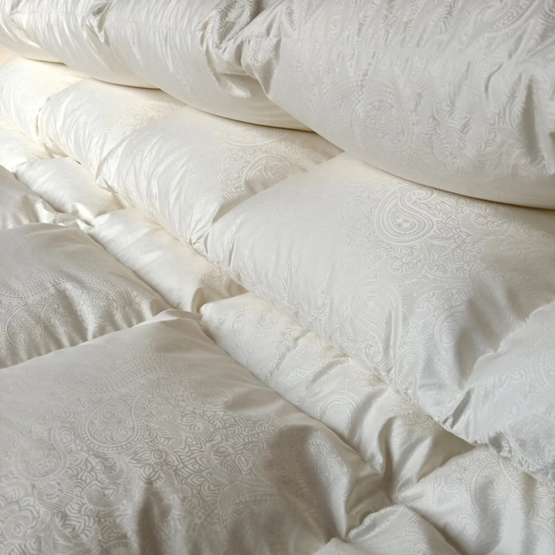 겨울 이불 95% 화이트 스티커 구스다운 필링 1500 그램, 실크 코튼 자카드 쉘 커버, 220x240 cm, 1 개 맞춤형
