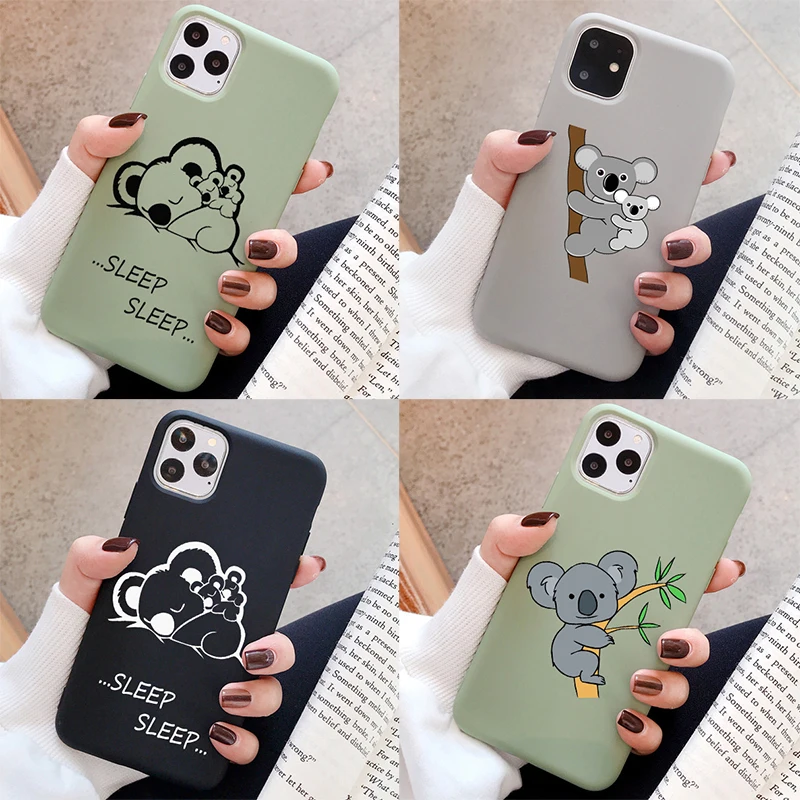 

Animal sleeping koala Case for iPhone 11 X XR Xs Max Pro 8 7 6 Plus 6S 5S SE Soft Silicone Cover Phone TPU Coque Cartoon