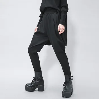 

LANMREM 2020 New Spring Fashion Women Solid Color Elastic Waist Harem Pants High Street Loose Casual Temperament Pants PD055