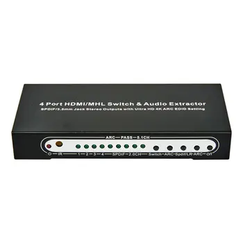 

Hdmi1.4 Four Input and One Output Switcher with Audio Separation Hdmi1.4 3D 4kx2k Switcher Hdmi Splitter T-304D US Plug AUX,HDMI