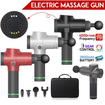 

4000r/min Therapy Massage Guns 3 Gears Muscle Massager Pain Sport Massage Machine Relax Body Slimming Relief 4 Heads And Bag