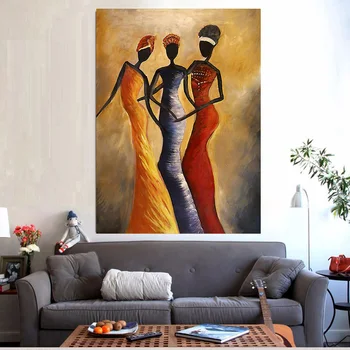 

Scandinavian Vintage African Woman Portrait Oil Painting on Canvas Posters and Prints Cuadros Wall Art Pictures For Living Room
