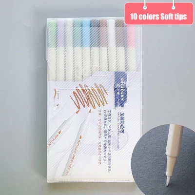 10 шт./кор. маркер для рисования ручки металлический цвет ручка для альбома черная бумага Рисование школьные наборы для рисования белые краски ручки - Цвет: 10 Colors Soft Tips