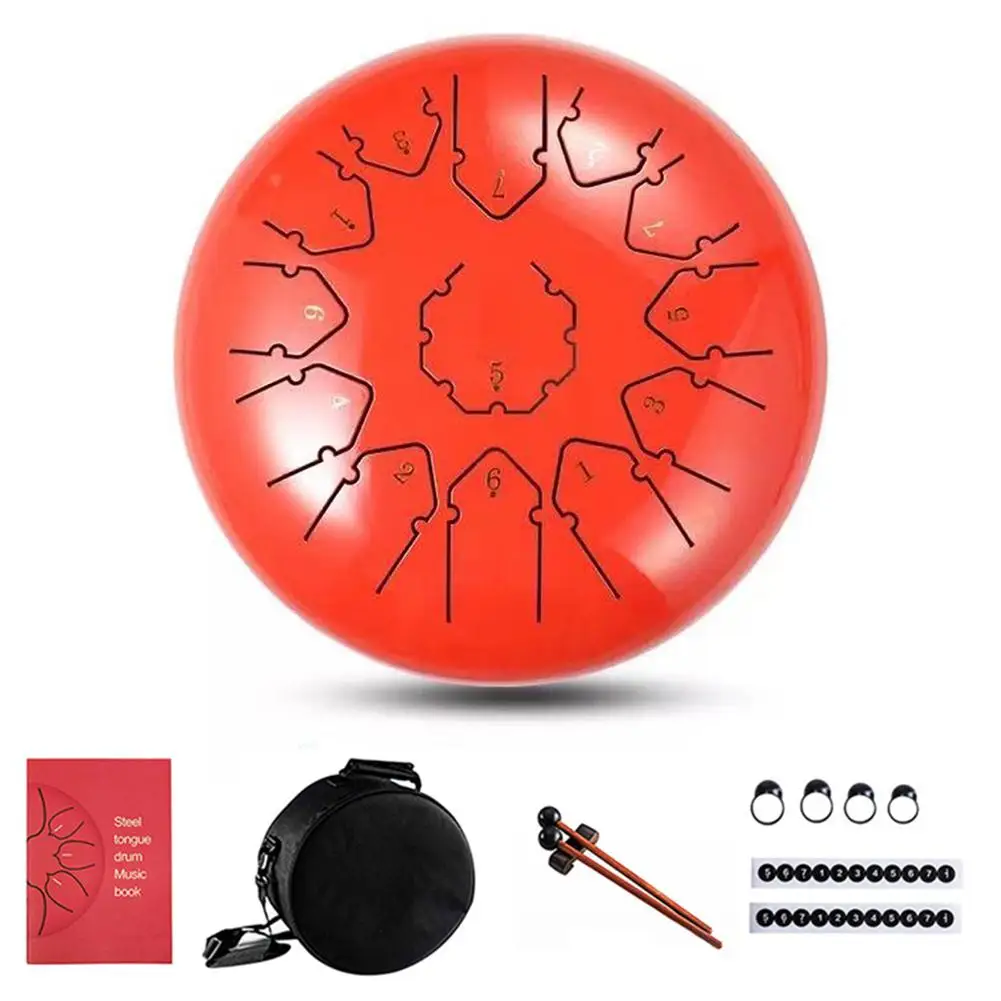 

12 Inch Steel Tongue Drum Empty Drum Percussion Instruments Mini 13-tone Hand Pan Hangpan Drum