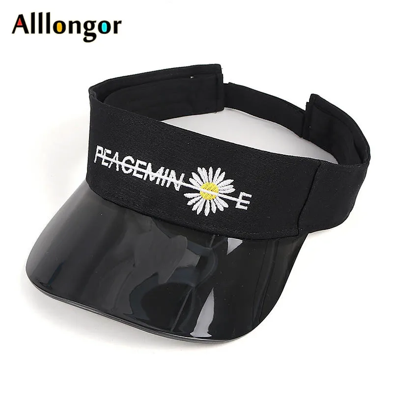 Visera mujer 2021 Summer UV Visor Cap kids Korean Floral Outdoor Hats Plastic PVC Transparent Sun Visors Hat Women Girl | Аксессуары для
