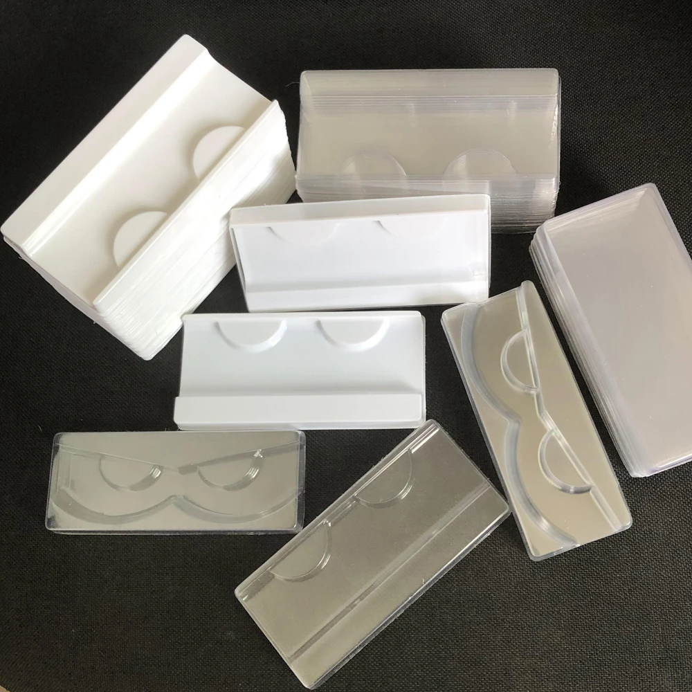 Wholesale 100/pack Clear Lash Trays Plastic Mink Lashes Holder Eyelash