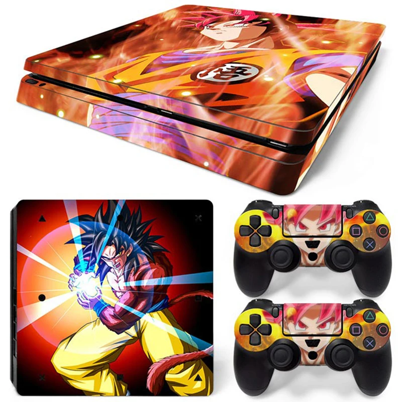 Hot Anime Goku Sticker Cover Wrap Protector Skin For Sony PS4 Slim Console & 2PCS Controller Skin Decal For PS4 Slim